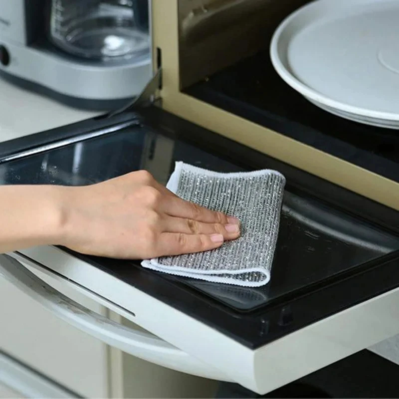 Picture of 3/5/10pc Kitchen Cleaning Cloths Multi-purpose Wire Dishcloth Kitchen Cooktop Dishwashing Cloths Wet & Dry Dishcloth Daily Cleaning Cloth