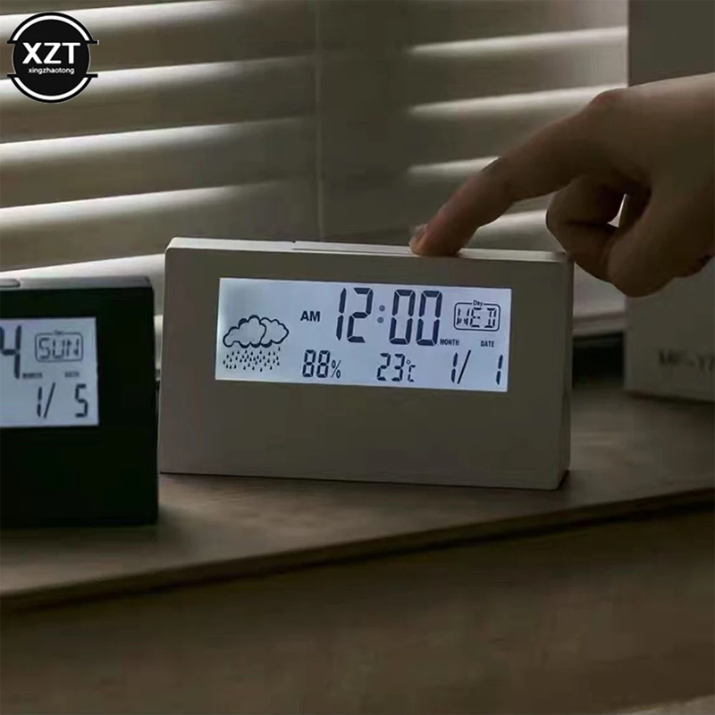 Picture of LCD Desktop Alarm Clock Transparent Calendar Weather and Digital Temperature and Humidity Display Home Appliance Smart Life