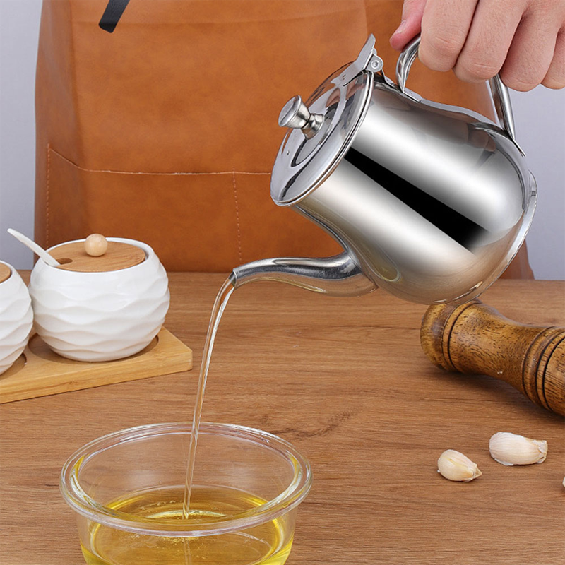 Picture of Stainless Steel Oil Strainer Pot Container Jug Storage Can With Filter Cooking Oil Pot Kitchen Large Capacity 32oz