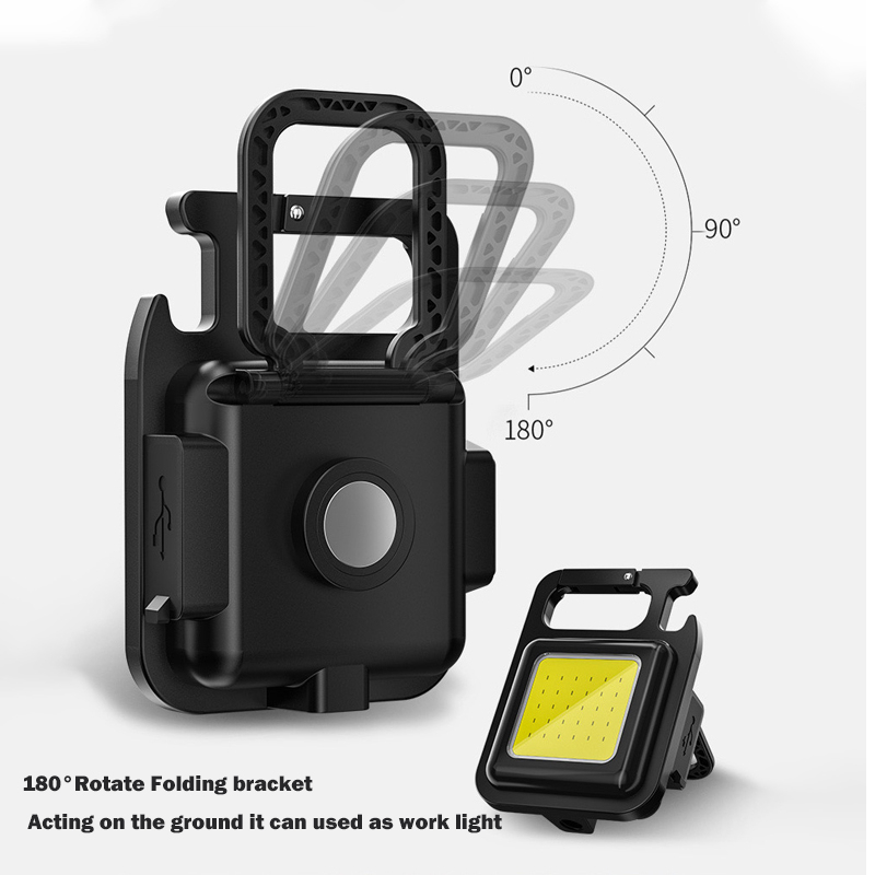 Picture of Mini LED Keychain Flashlights Multifunctional Portable COB Work Light USB Charging Camping Lamp Outdoor Torch Fishing Lantern
