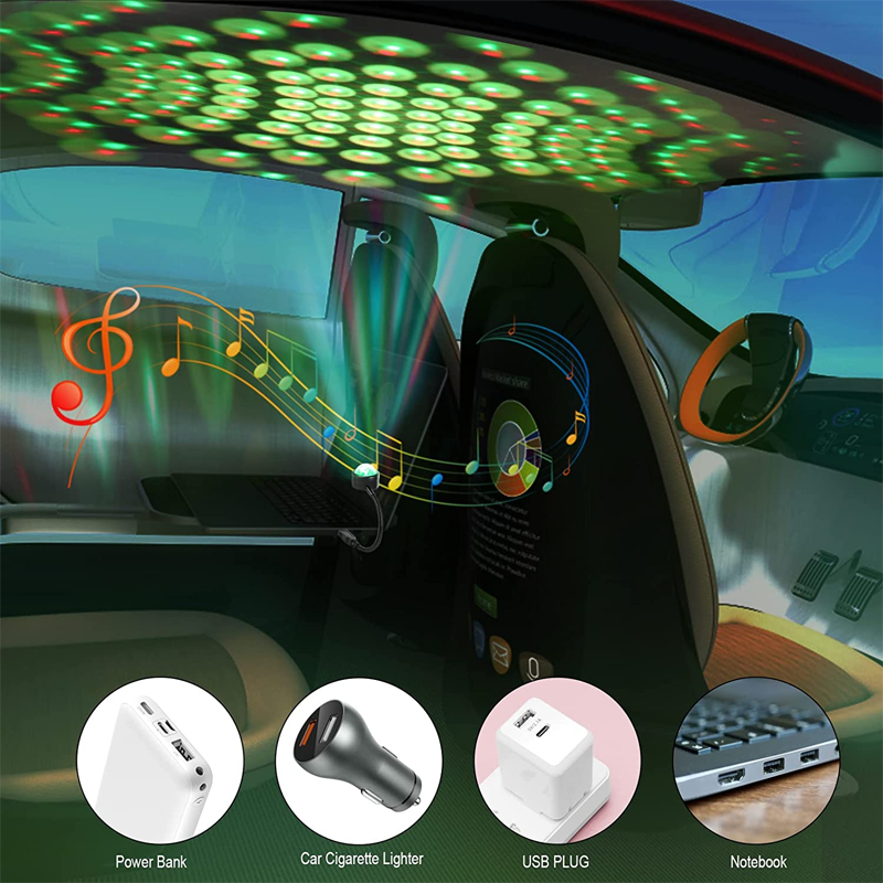 Picture of 9 Modles Car Roof Star Light Interior Led Atmosphere Ambient Projector Usb Decoration Night Light Multicolor Music Control - Table Lamp