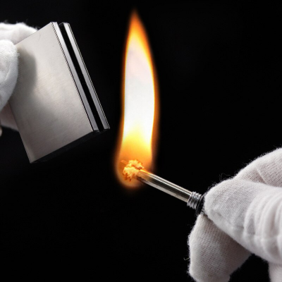 Picture of Gas Lighter Keyring with Kerosene Flame: Metal  Lighter in Compact Size Perfect Smoking Accessory Convenient Keyring Design