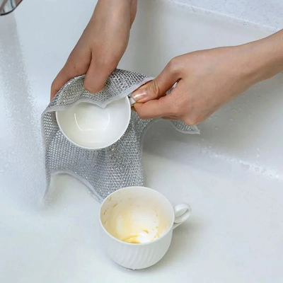 Picture of 3/5/10pc Kitchen Cleaning Cloths Multi-purpose Wire Dishcloth Kitchen Cooktop Dishwashing Cloths Wet & Dry Dishcloth Daily Cleaning Cloth