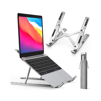 Picture of Aluminum Alloy Foldable Laptop Stand Adjustable Portable Folding Notebook Stand Foldable Laptop Stand - Laptop Table - Laptop Table