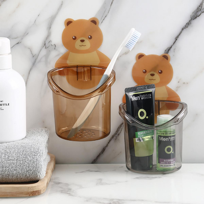 Picture of Toothbrush Holder Free Punch Mouthwash Cup
 Brushing Cup Wall-mounted Bathroom Cartoon Wall-mounted Storage Box Tooth Cylinder/toothpaste box
