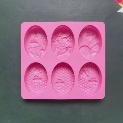 Picture of 6-piece Oval bee soap 105 silicone mold cake pudding dessert mold soap baking