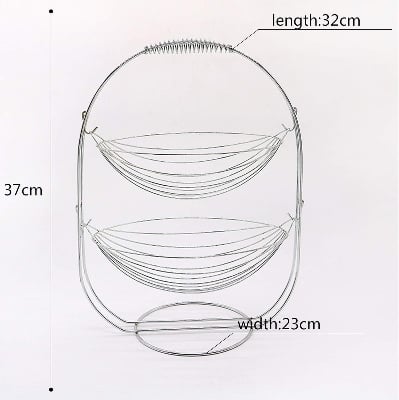 Picture of Fruit Basket Stand 2-Tier Stainless Steel Stand for Fruit and Vegetables Fruit Bowl Metal for Fruit/Bread/Snacks/Sweets/Vegetables Display Stand