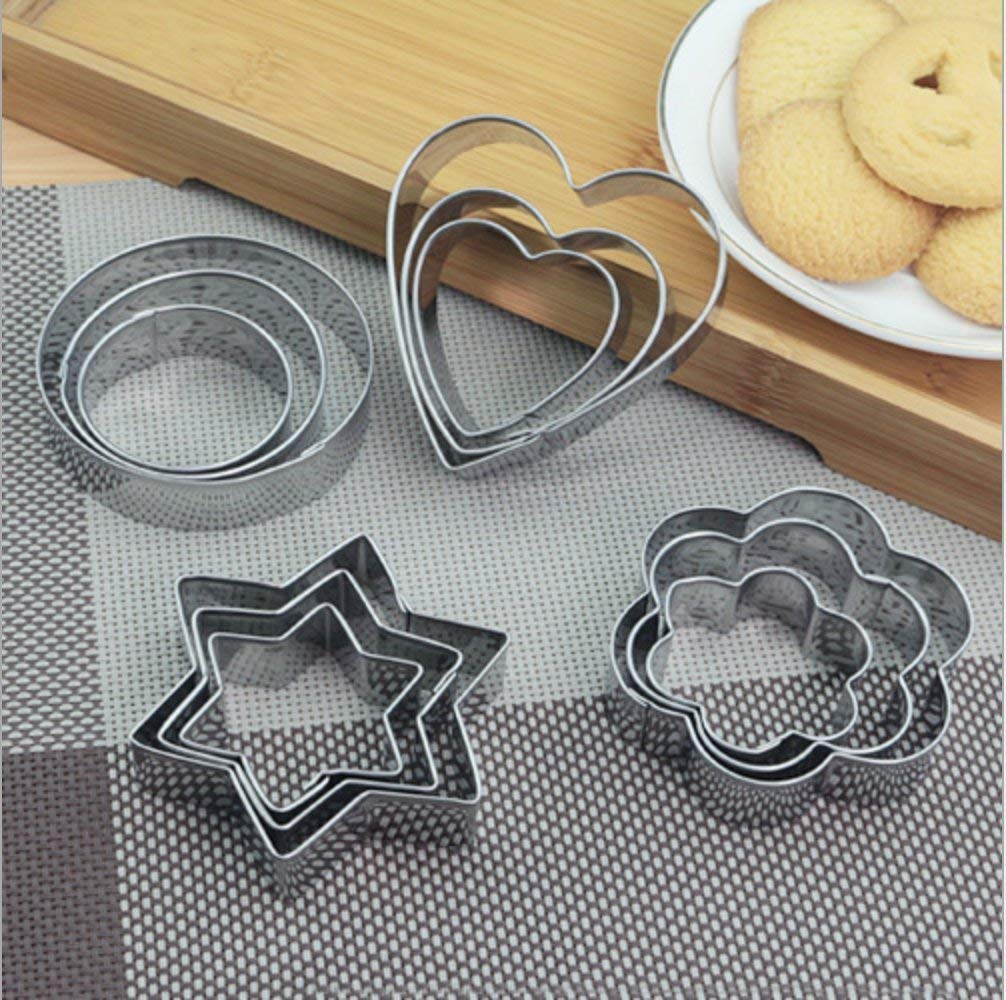 Picture of Big Cookie Cutter Stainless Steel Cookie Cutter with 4Shape, 12 Pieces Stainless Steel Cookie Cutter with 4 Shape Cookie Cutter Shapes Cookies Cutter Shapes Shaped Cookie Cutter