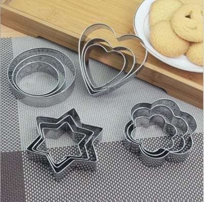 Picture of Big Cookie Cutter Stainless Steel Cookie Cutter with 4Shape, 12 Pieces Stainless Steel Cookie Cutter with 4 Shape Cookie Cutter Shapes Cookies Cutter Shapes Shaped Cookie Cutter