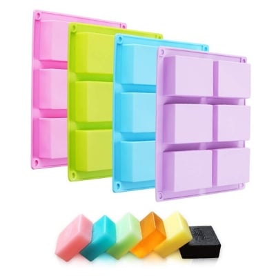 Picture of 6-Connected Rectangular Silicone Cake Mold Silicone Soap Handmade Soap Mold Rectangular 100ml Handmade Soap Mold