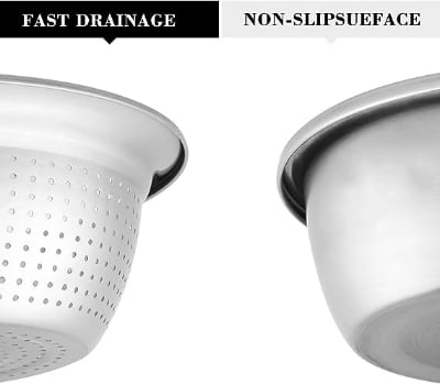 Picture of Silver 3 in 1 Stainless Steel Drain Basket Vegetable Cutter Kitchen