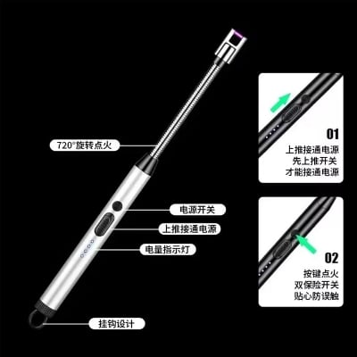 Picture of Long Candle Kitchen Electric Usb Lighters Bbq Rechargeable Hose Torch Electric Plasma Arc Lighter