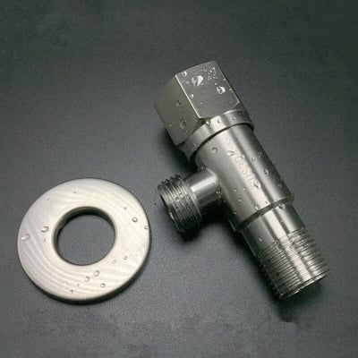 Picture of Stainless Steel Angle Valve G1/2 Thread Triangle Valve Hot and Cold Water Valve Bathroom Connector for Toilet Basin Water Heater