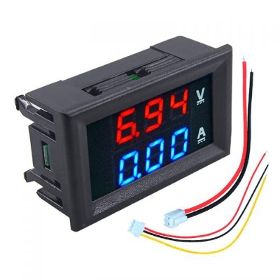 Picture of DC 100V 10A - Voltage Current Meter Tester - Dual LED Display Panel with Connect Wires