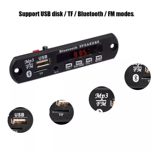 Picture of Bluetooth MP3 FM Decoder Module 5V 1A USB TF Audio Player Module with LED Display