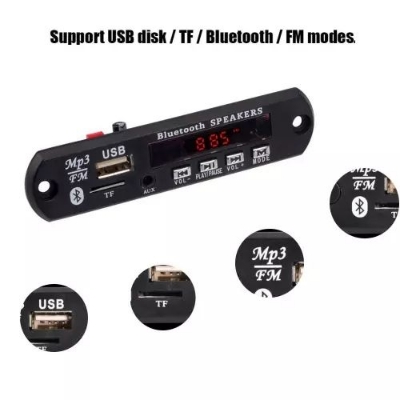 Picture of Bluetooth MP3 FM Decoder Module 5V 1A USB TF Audio Player Module with LED Display