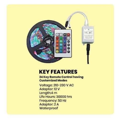 Picture of RGB Led Strip Light 2835 Waterproof Flexible- 4 Color DC12V 5 Meter