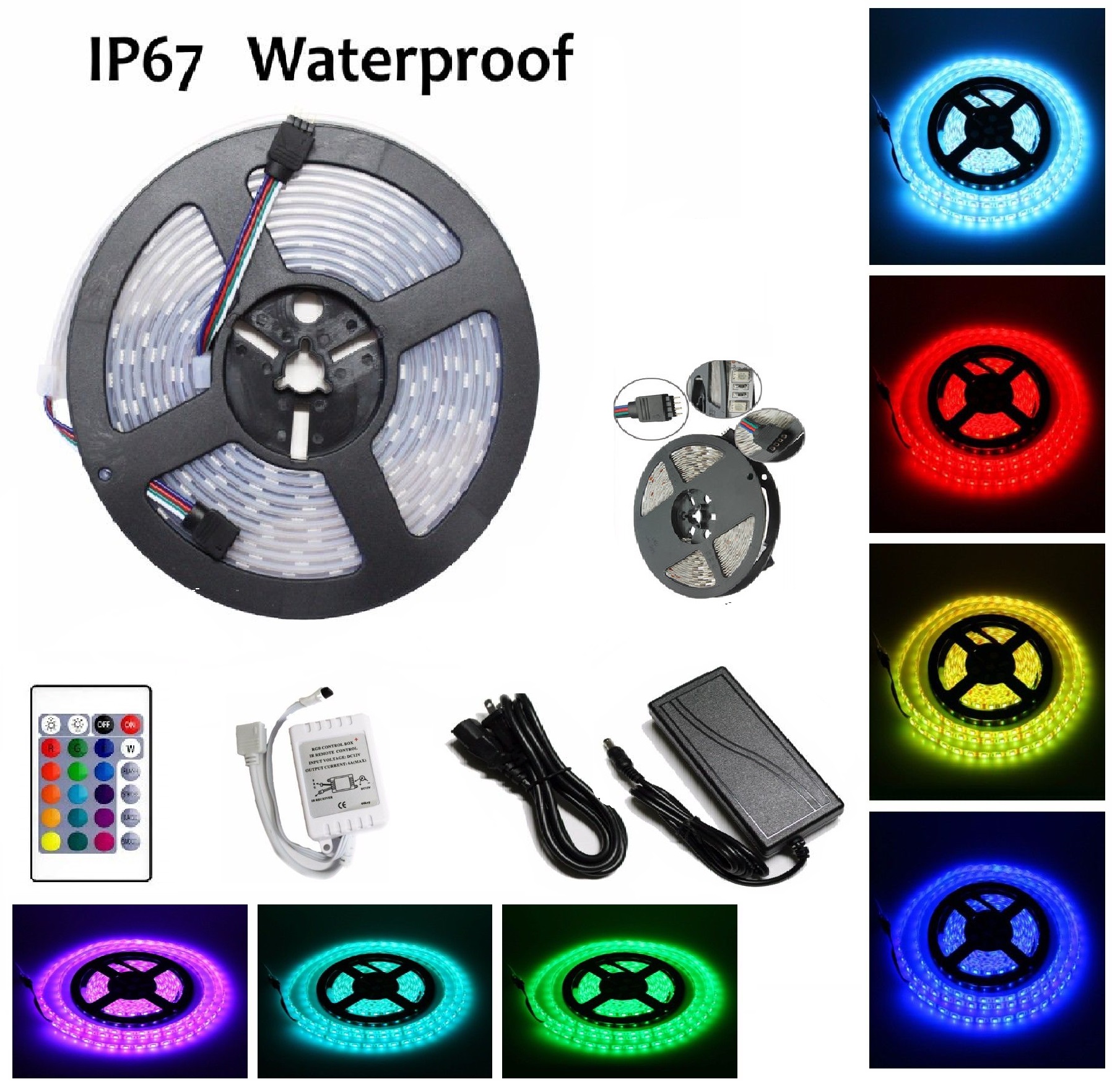 Picture of 16 Color 5M RGB 5050 LED Strip light 300 SMD 24 Key Remote