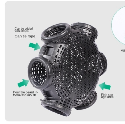 Picture of Black Fish Net Cage Fishnet Finless Eel Loach Trap Fishing Pot Durable Plastic Container Mud Cage Container Fishing Traps