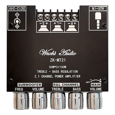 Picture of ZK-MT21 2.1 Channel 5.0 Subwoofer Amplifier Board 50WX2+100W Power Audio Stereo Amplifier Board Bass AMP AUX