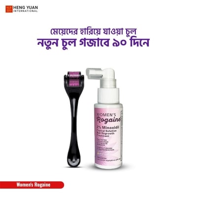 Picture of Women's Rogaine Topical Solution Hair Regrowth Treatment 2% Minoxidil for Women Get Derma Roller Free - 60 ml 30 Days Supply - Combo Female Minoxidil - MNXWC