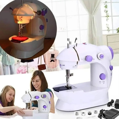 Picture of Dual Speed Portable Mini Electric Pedal Sewing Machine - Double Threads Rewind Swing Machine For Home Use - মিনি সেলাই মেশিন