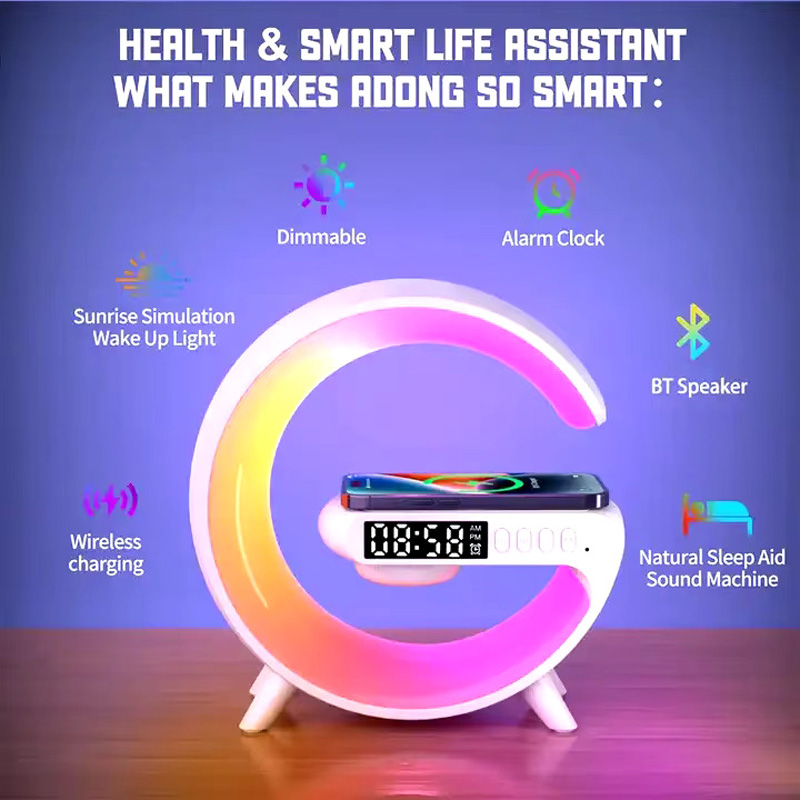 Picture of G63 Bluetooth Speaker Colorful Lights Clock Wireless Charging Multifunctional Bluetooth Speaker Colorful Atmosphere Alarm Clock - G63SP