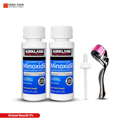 Picture of Kirkland Minoxidil 5% Topical Solution Extra Strength Hair Regrowth Treatment for Men Hair & Beard Drop + Derma Roller Free - (2 month supply) - MNXM2C