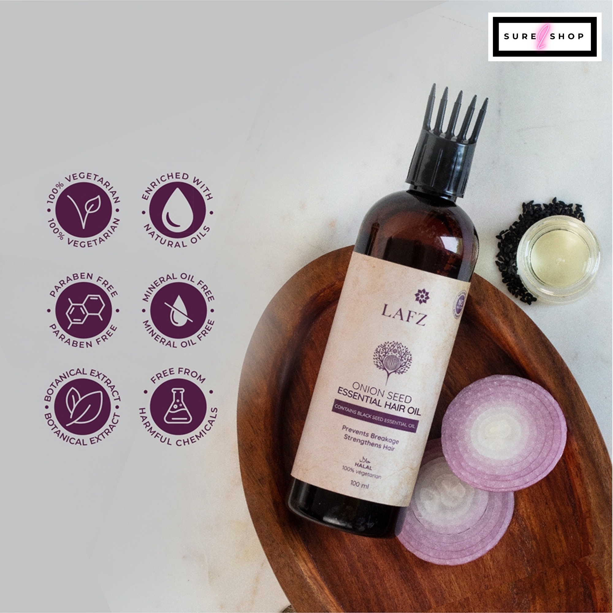 Picture of Lafz Essential Onion And Black Seed Hair Oil (100ml)