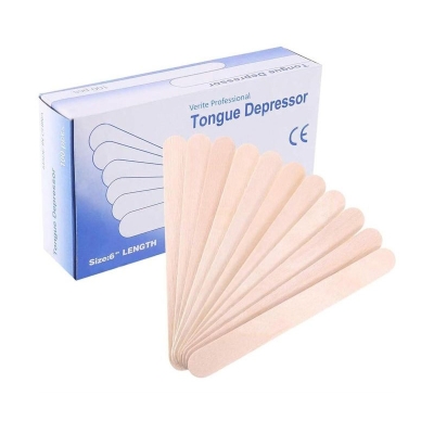 Picture of 100 Pcs 6" Disposable Medical Tongue Depressors Wooden Toungue Waxing Spatula Wax Ice Cream Sticks DIY Craft