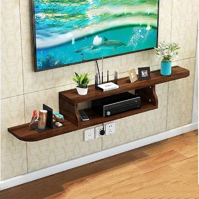 Picture of Hanging Set Top Box Holder Wall Mounted TV Unit Wi-Fi Router Storage Box Socket Blocking Rack