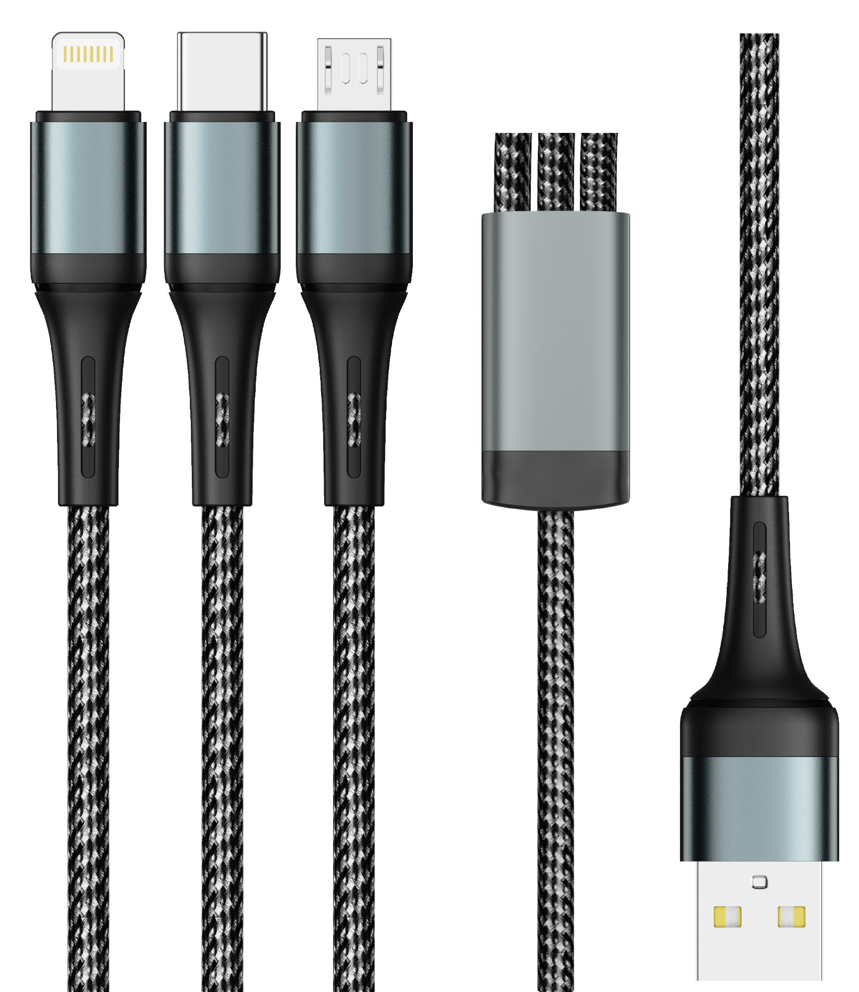Picture of Proton Fast Charging-USB Cable-Spark- 3 IN 1 Nylon Braided  USB 3in1 Cable 