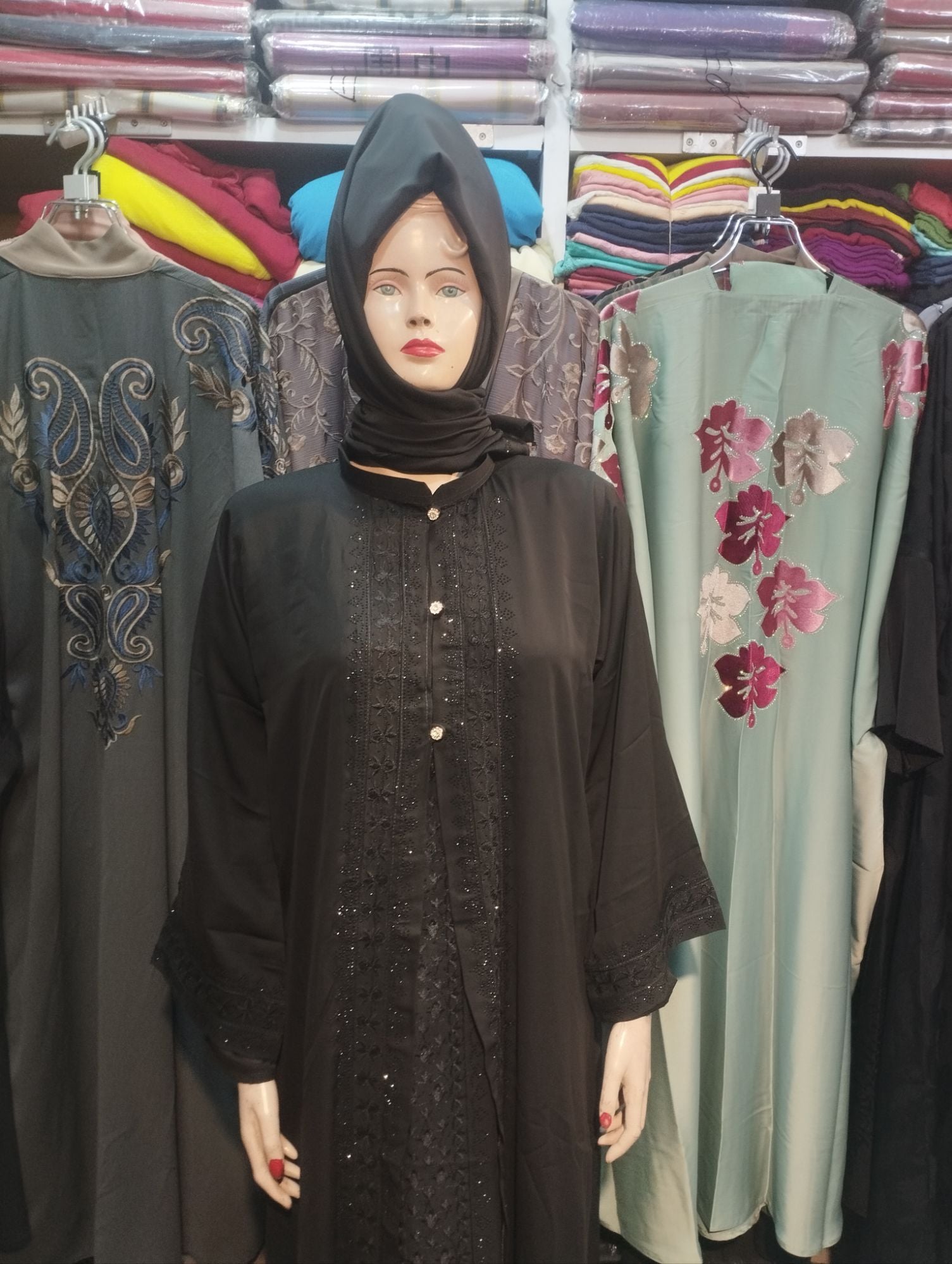 Picture of Dobai cerry 2 pat party borka higab shoho 3 pc fool set