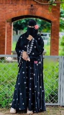 Picture of Abaya borka (Star Borka) With (Koti+Inner+Belt+Hijab) Dubai Charry Georget Stylish Embroidery Work Party Borka For Women