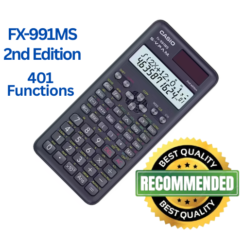 Picture of Fx 991MS Calculator 2nd Edition ,  for students 991ms scientific calculator , Solar and Battery,  401 Function - color Black