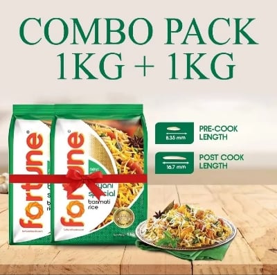 Picture of Fortune Biryani Special Basmati Rice -1kg + 1kg - 2kg Pack