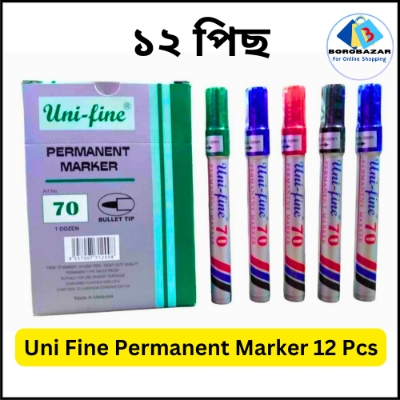 Picture of Uni fine Permanent Marker Pen - Black - 12pcs