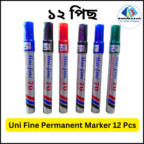 Picture of Uni fine Permanent Marker Pen - Black - 12pcs