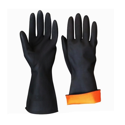Picture of Hand Gloves Orange And Black Rubber Hand Gloves waterproof -Multicolor