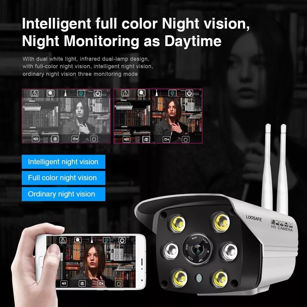 Picture of IP Camera Waterproof Full Color IR HD Night Vision Smart Alarm V380 Outdoor P2P Wifi CCTV Camera - Wifi Camera