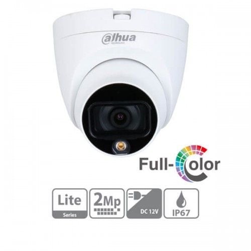 Picture of Dahua 2MP Full-color Starlight HDCVI Eyeball Camera, Day-Night Color CCTV Camera HAC-HDW1209TLQP-LED