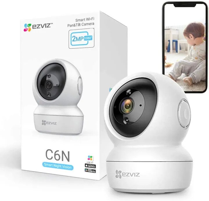 Picture of EZVIZ 1080p Indoor Home Pan/Tilt WiFi Security Camera EZVIZ C6N/H6C Pro 360° Coverage, Auto Motion Tracking, Two-Way Audio, Clear 30ft Night Vision, Supports MicroSD Card up to 256GB IP Camera - Wifi Camera - White
