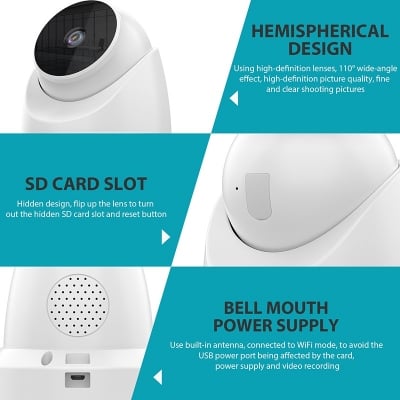 Picture of Wireless Security Smart Surveillance PTZ CCTV Camera V380 / V380 Pro 2MP Indoor 360° Rotation Wifi IP camera - Wifi Camera - White,128GB