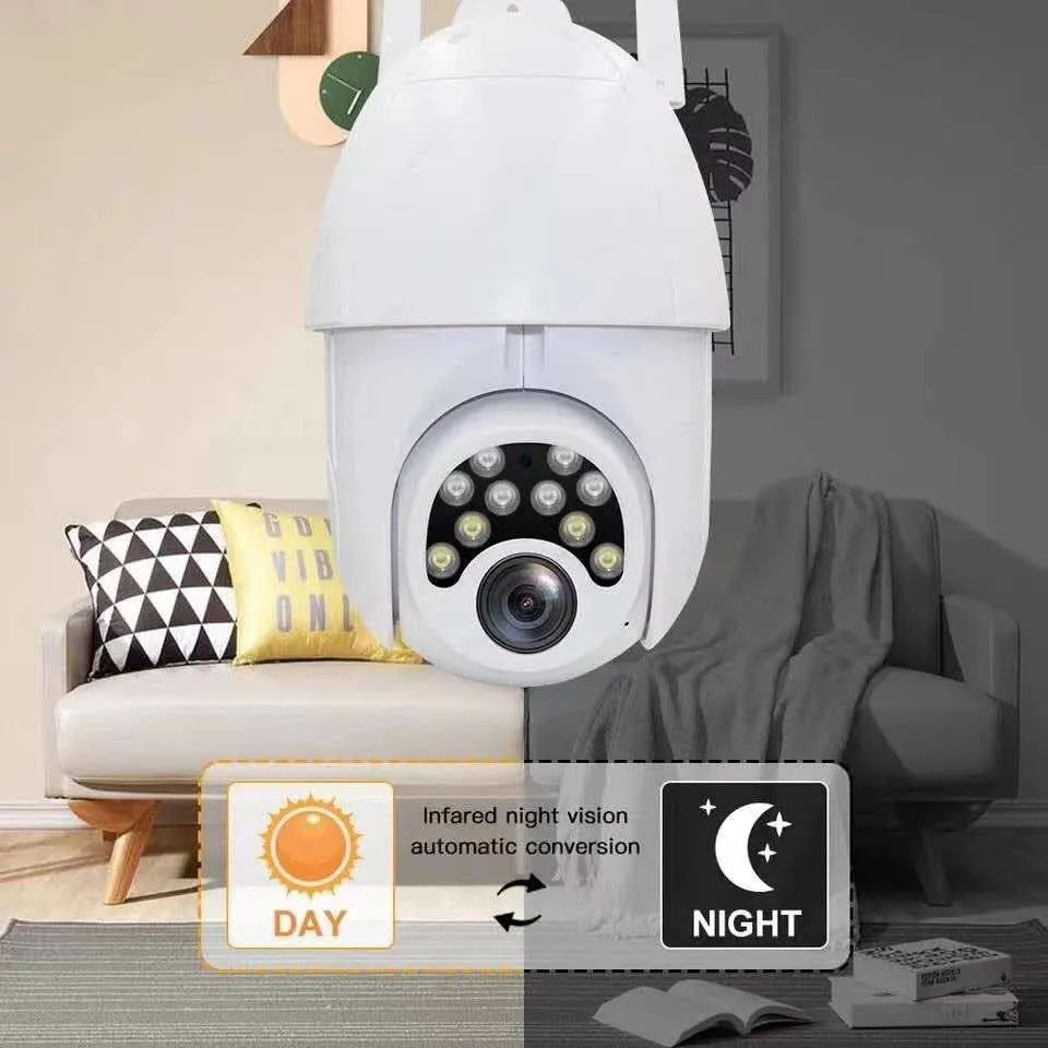 Picture of Full-color Night Vision IP Dome Camera Security Camera Ptz Camera Wifi Security Waterproof Outdoor Surveillance Camera V380 Pro Wi-Fi Motion Detection Smart Ptz Camera, HD 1080p Auto Tracking AI Camera - Wifi Camera - White,128GB