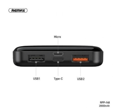 Picture of Remax RPP-148 20000mAh Jany Series Dual Inputs Power Bank -Mini Power Bank - Powerbank - Black