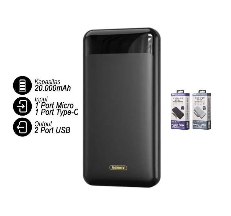 Picture of Remax RPP-148 20000mAh Jany Series Dual Inputs Power Bank -Mini Power Bank - Powerbank - Black
