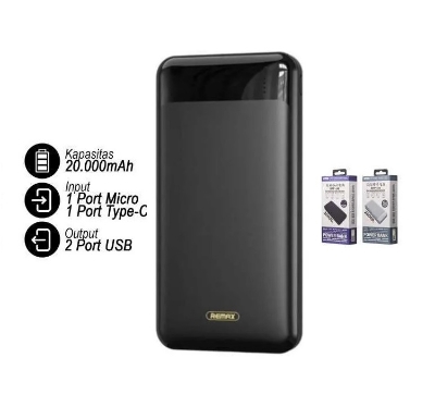 Picture of Remax RPP-148 20000mAh Jany Series Dual Inputs Power Bank -Mini Power Bank - Powerbank - Black