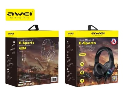 Picture of GM-5 Gaming Headset with Microphone 7.1 Surround Sound HIFI Stereo Wired Headphone 3.5mm USB A for PC Computer Laptop - Black