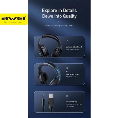 Picture of GM-5 Gaming Headset with Microphone 7.1 Surround Sound HIFI Stereo Wired Headphone 3.5mm USB A for PC Computer Laptop - Black