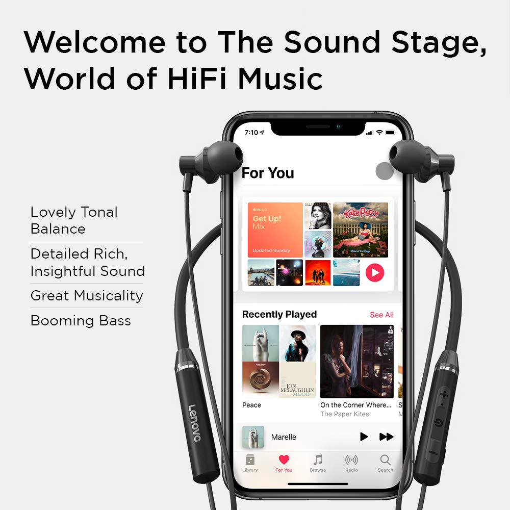 Picture of HE05 Bluetooth 5.0 Headphone Stereo Headset with Mic Magnetic Neckband - Black